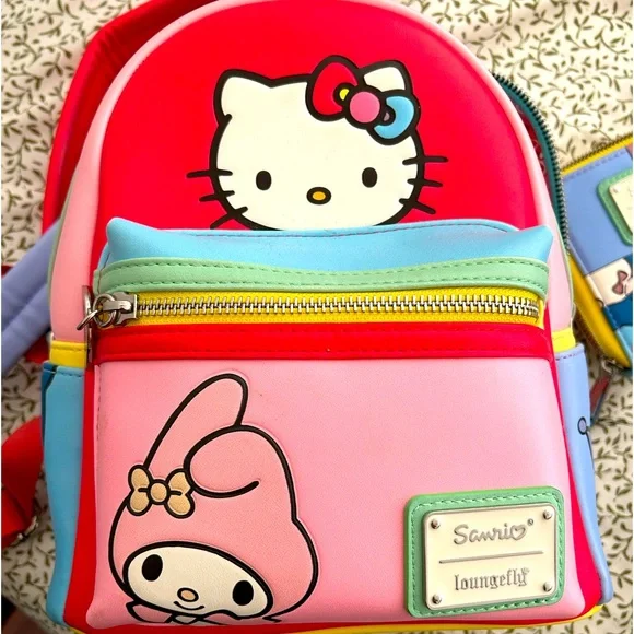 Loungefly Hello kitty and friends backpack wallet included Amazon.com: Loungefly Sanrio Hello Kitty and Friends Color  main image 4